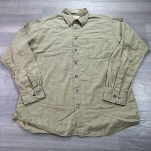 VINTAGE Viyella Patrick James Shirt Mens Large Green Cotton Wool Button Down